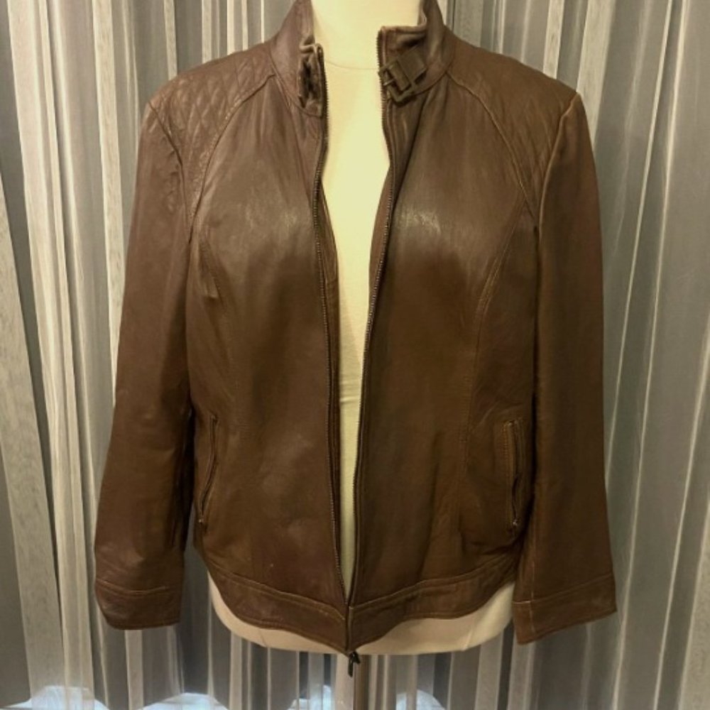EUC Black Rivet Wilsons Leather Brown leather Jacket size 3X
